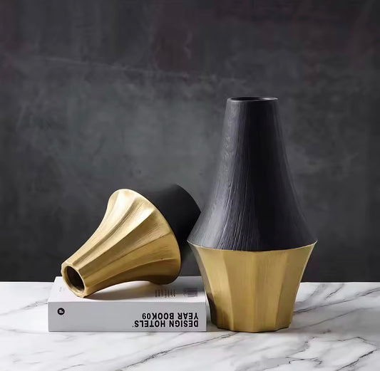 Golden Flare Ceramic Vase