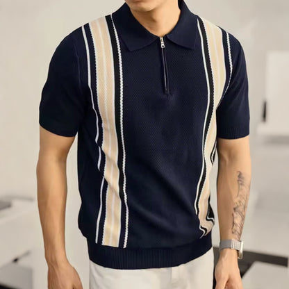 Apex Stripe Zip Polo