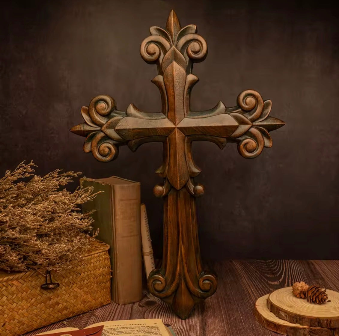 Vintage-Style Wooden Faith Cross