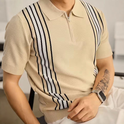 Apex Stripe Zip Polo