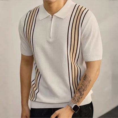 Apex Stripe Zip Polo