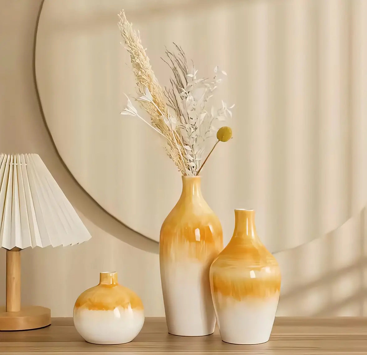 Ombre Warmth Vase Trio