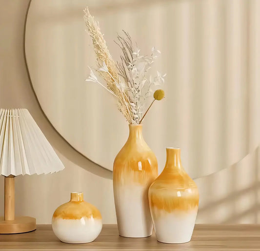 Ombre Warmth Vase Trio