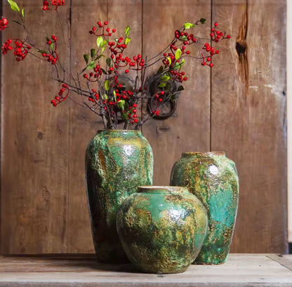 Emerald Crackle Hydro Vases Set