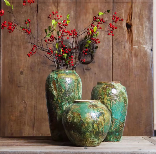 Emerald Crackle Hydro Vases Set