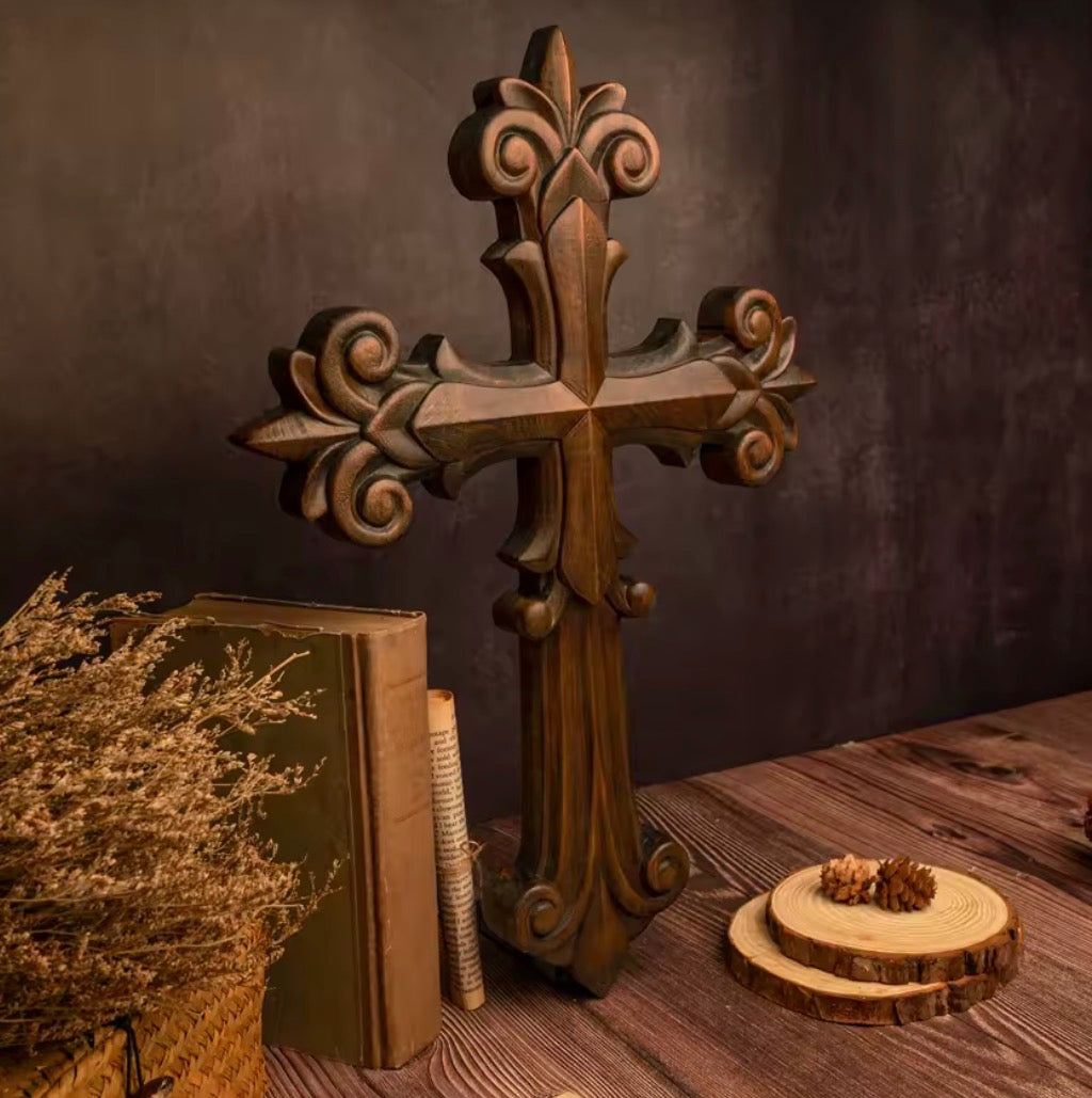 Vintage-Style Wooden Faith Cross